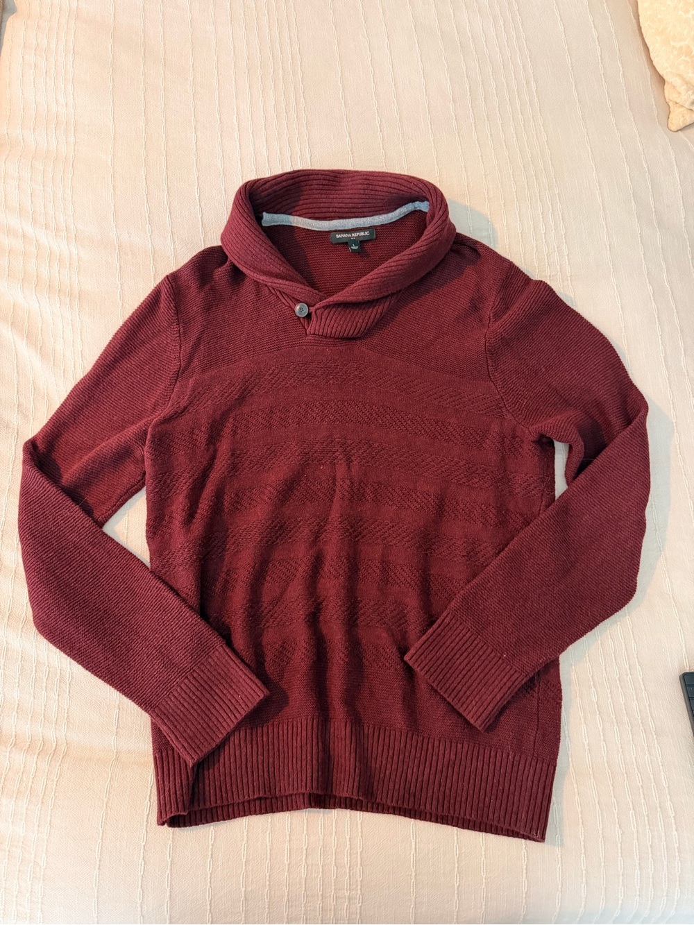 Banana Republic Shawl Collar Maroon Sweater - Large